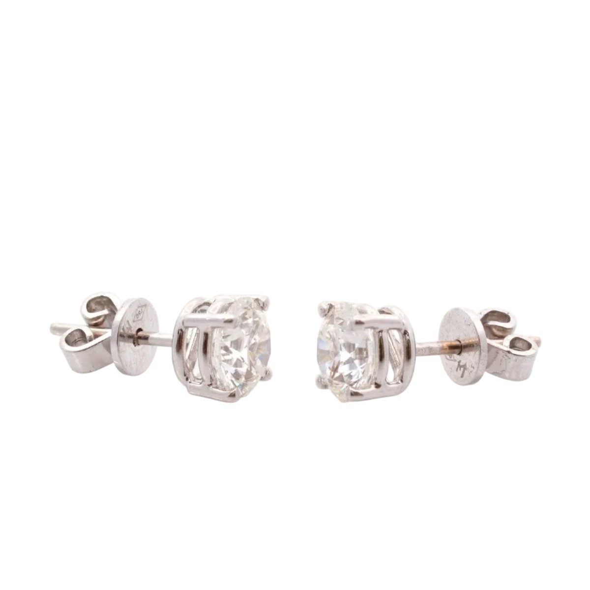 Boucles d'oreilles Puces en or blanc et diamants - Castafiore