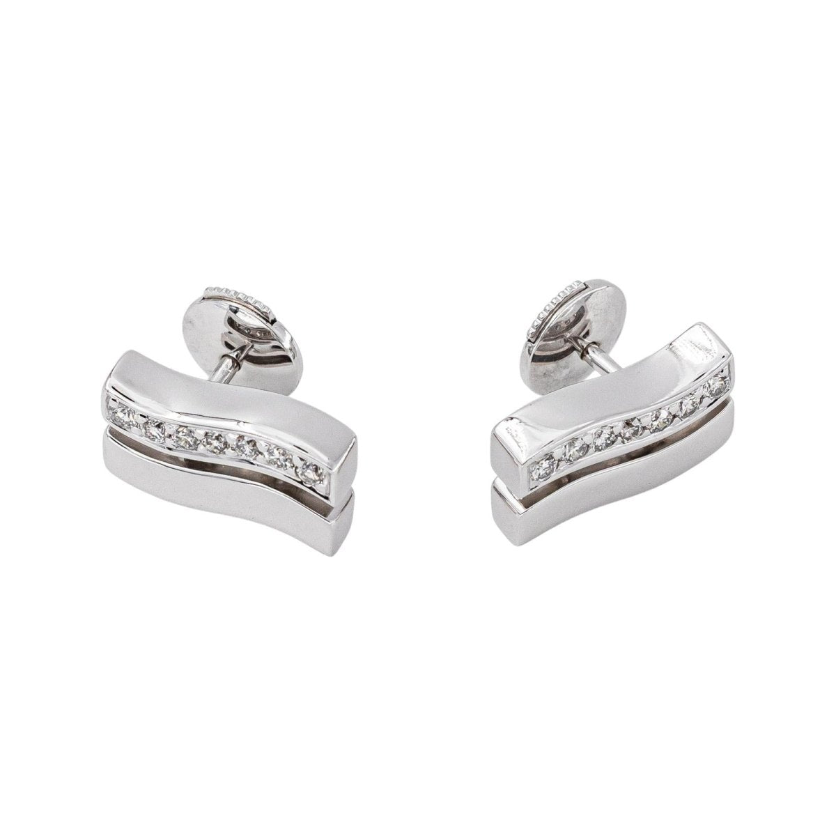 Boucles d'oreilles Puces en or blanc et diamants - Castafiore