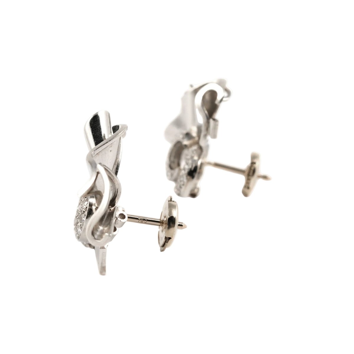 Boucles d'oreilles Puces en or blanc et diamants - Castafiore