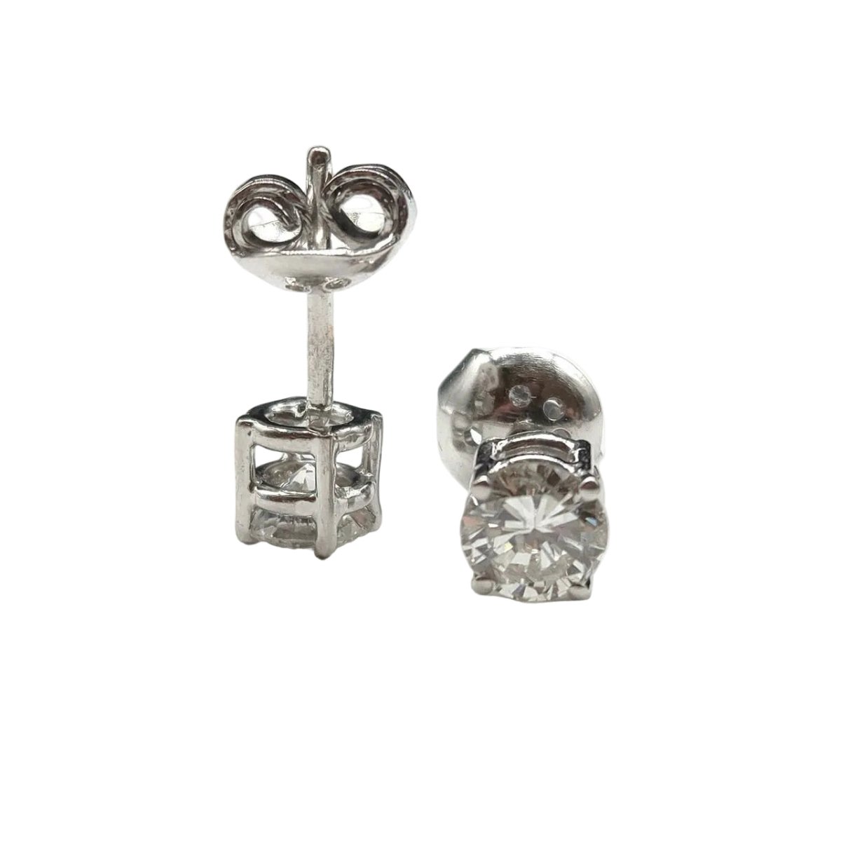 Boucles d'oreilles Puces en or blanc et diamants - Castafiore