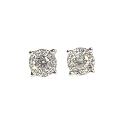 Boucles d'oreilles Puces en or blanc et diamants - Castafiore