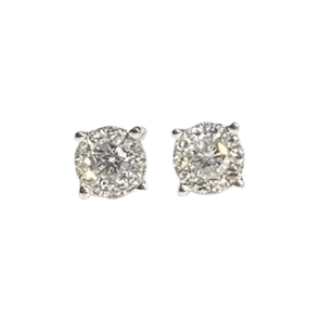 Boucles d'oreilles Puces en or blanc et diamants - Castafiore