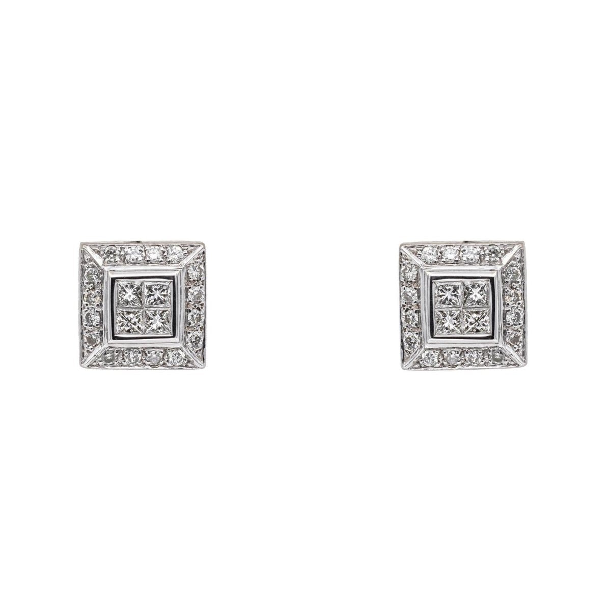 Boucles d'oreilles Puces en or blanc et diamants - Castafiore
