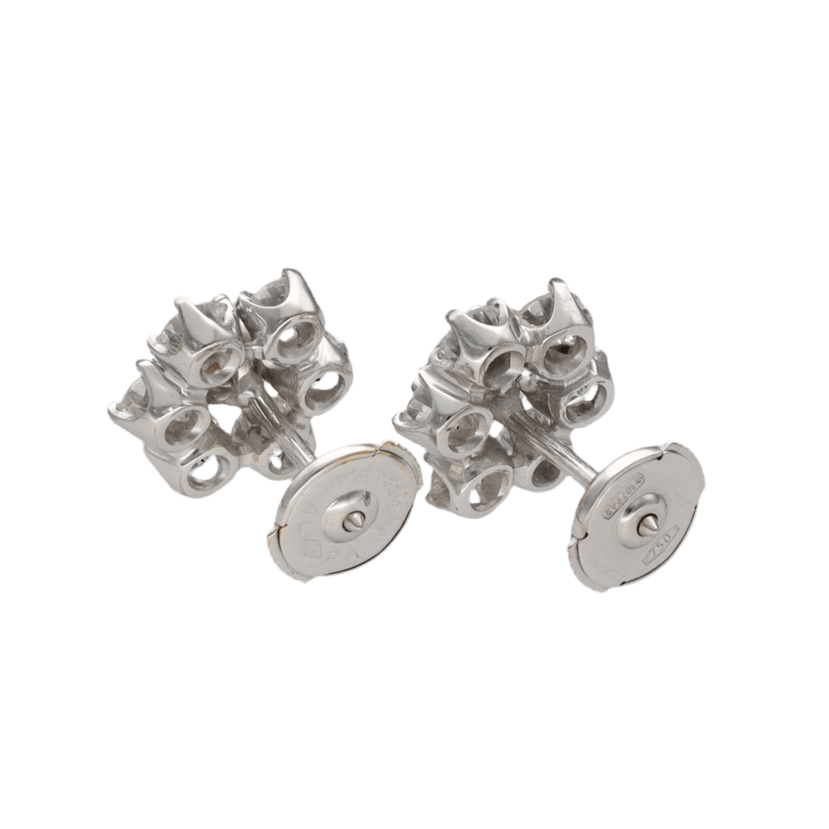 Boucles d'oreilles Puces en or blanc et diamants - Castafiore