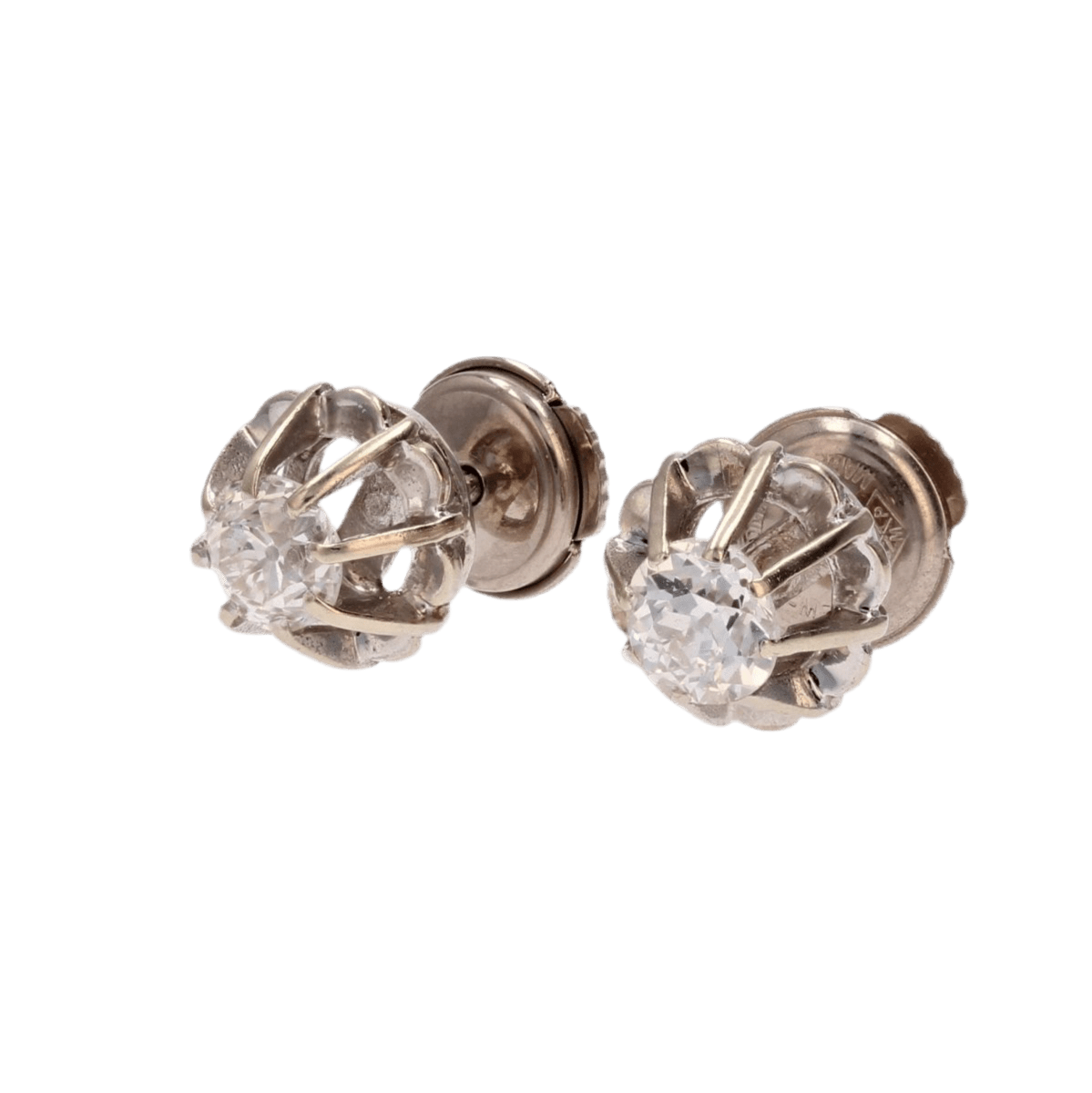 Boucles d'oreilles Puces en or blanc et diamants - Castafiore
