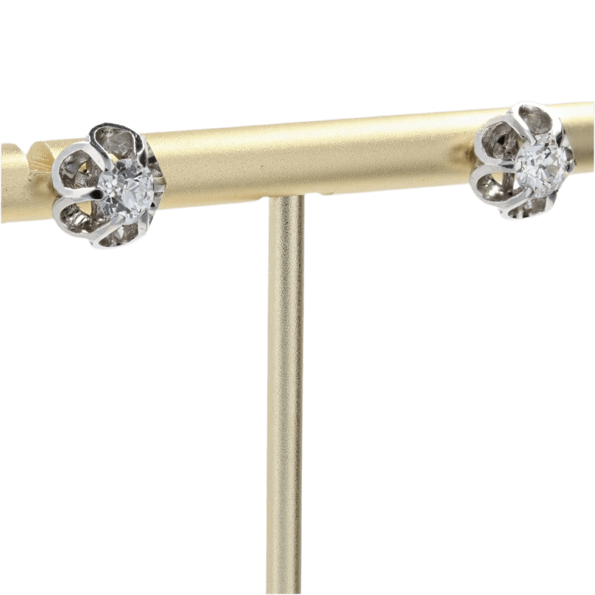 Boucles d'oreilles Puces en or blanc et diamants - Castafiore