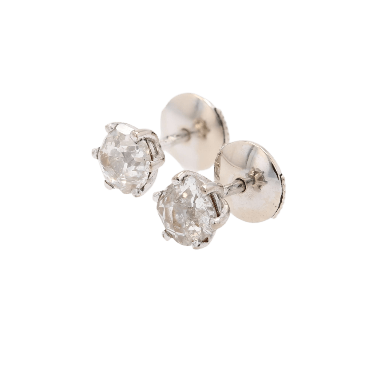 Boucles d'oreilles Puces en or blanc et diamants - Castafiore