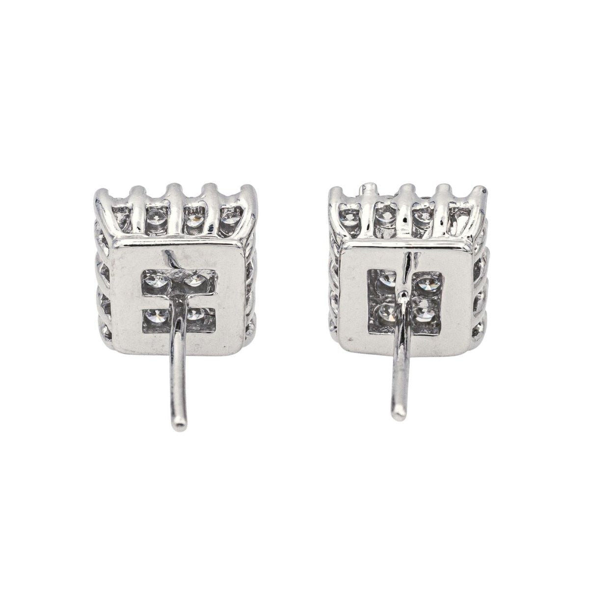 Boucles d'oreilles Puces en or blanc et diamants - Castafiore