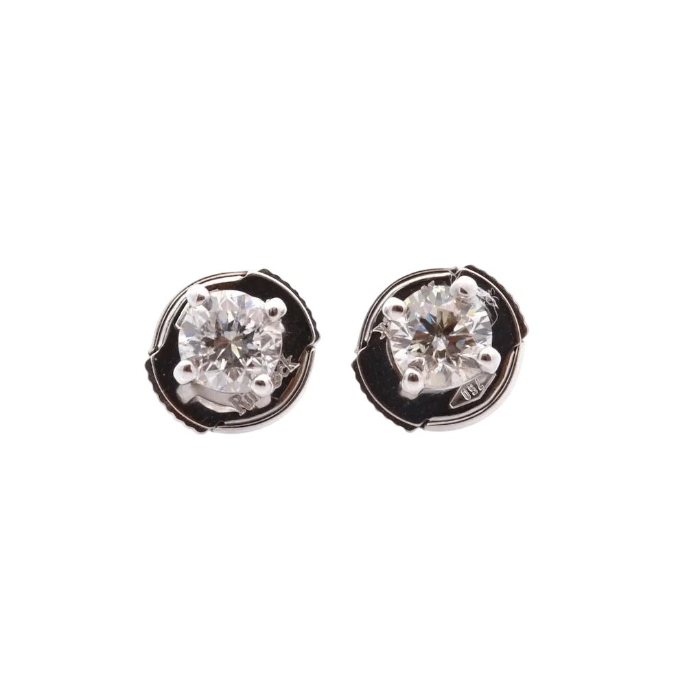 Boucles d'oreilles Puces en or blanc et diamants - Castafiore