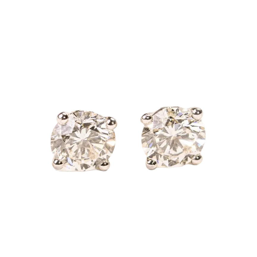Boucles d'oreilles puces en or blanc et diamants - Castafiore