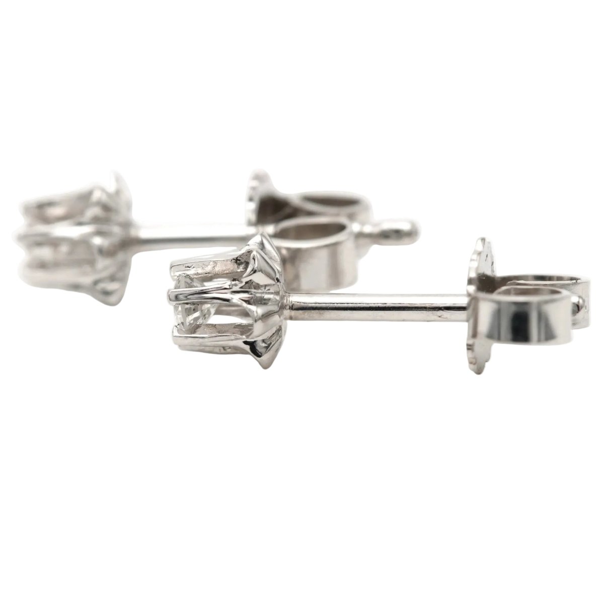 Boucles d'oreilles Puces en or blanc et diamants - Castafiore
