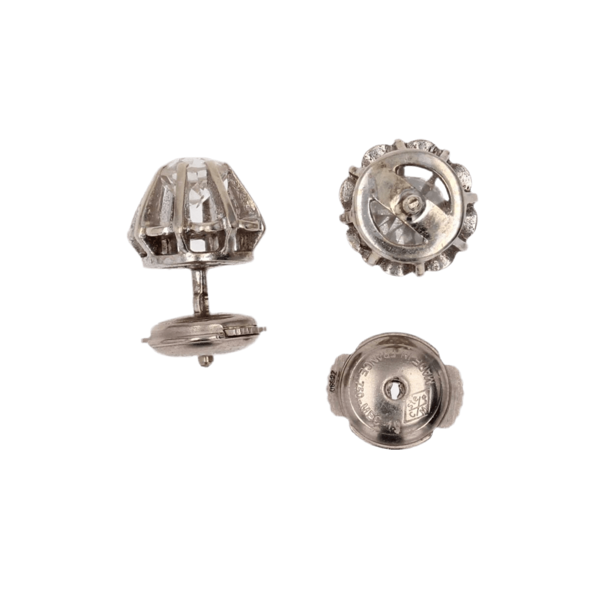 Boucles d'oreilles Puces en or blanc et diamants - Castafiore