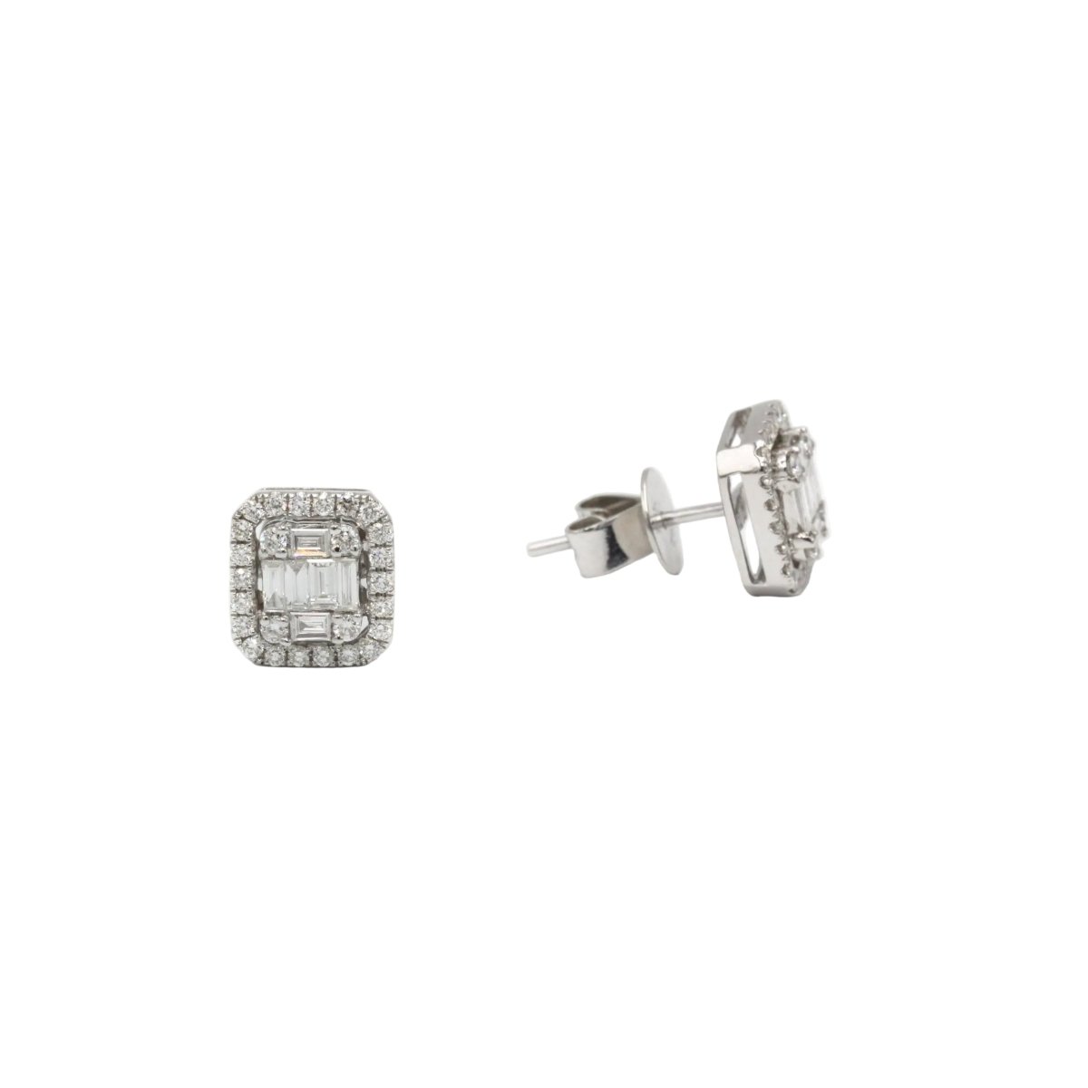 Boucles d'oreilles Puces en or blanc et diamants - Castafiore