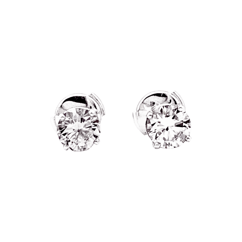Boucles d'oreilles Puces en or blanc et diamants - Castafiore