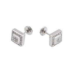 Boucles d'oreilles Puces en or blanc et diamants - Castafiore