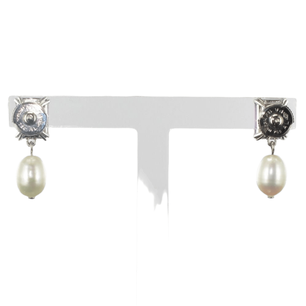 Boucles d'oreilles Puces en or blanc et perle - Castafiore