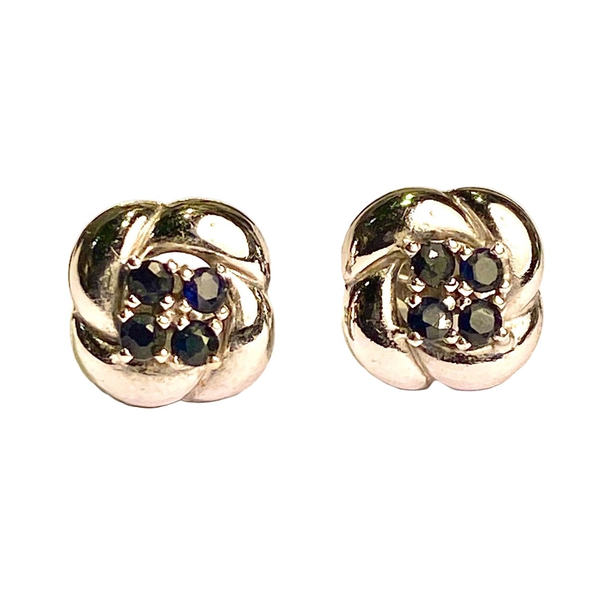 Boucles d'oreilles Puces en or blanc et saphirs - Castafiore