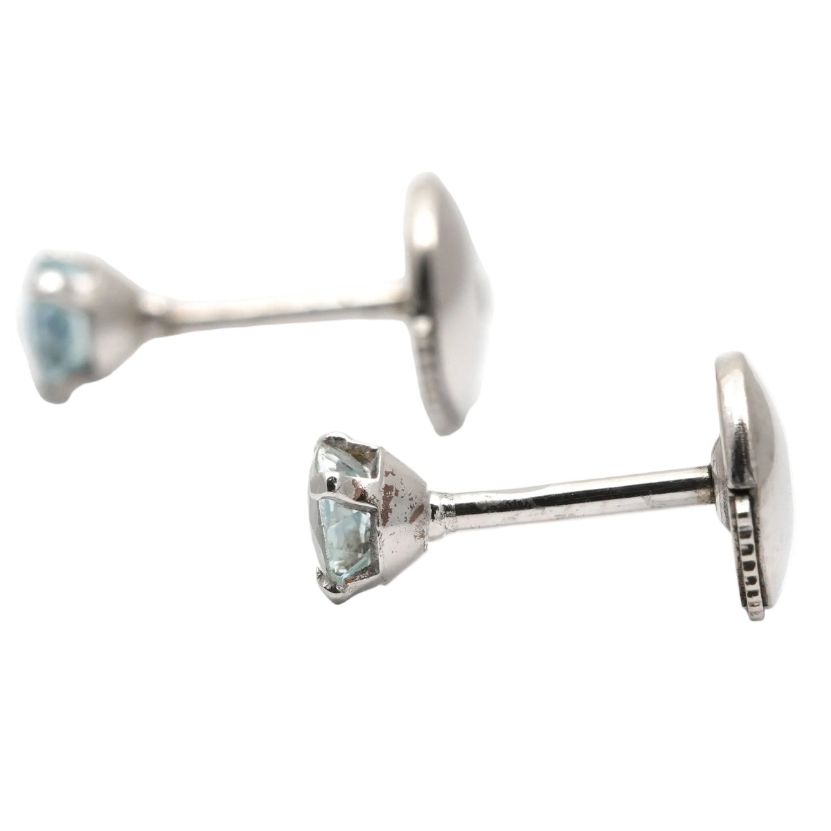 Boucles d'oreilles Puces en or blanc et topazes - Castafiore
