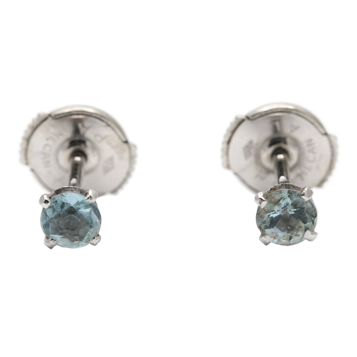 Boucles d'oreilles Puces en or blanc et topazes - Castafiore