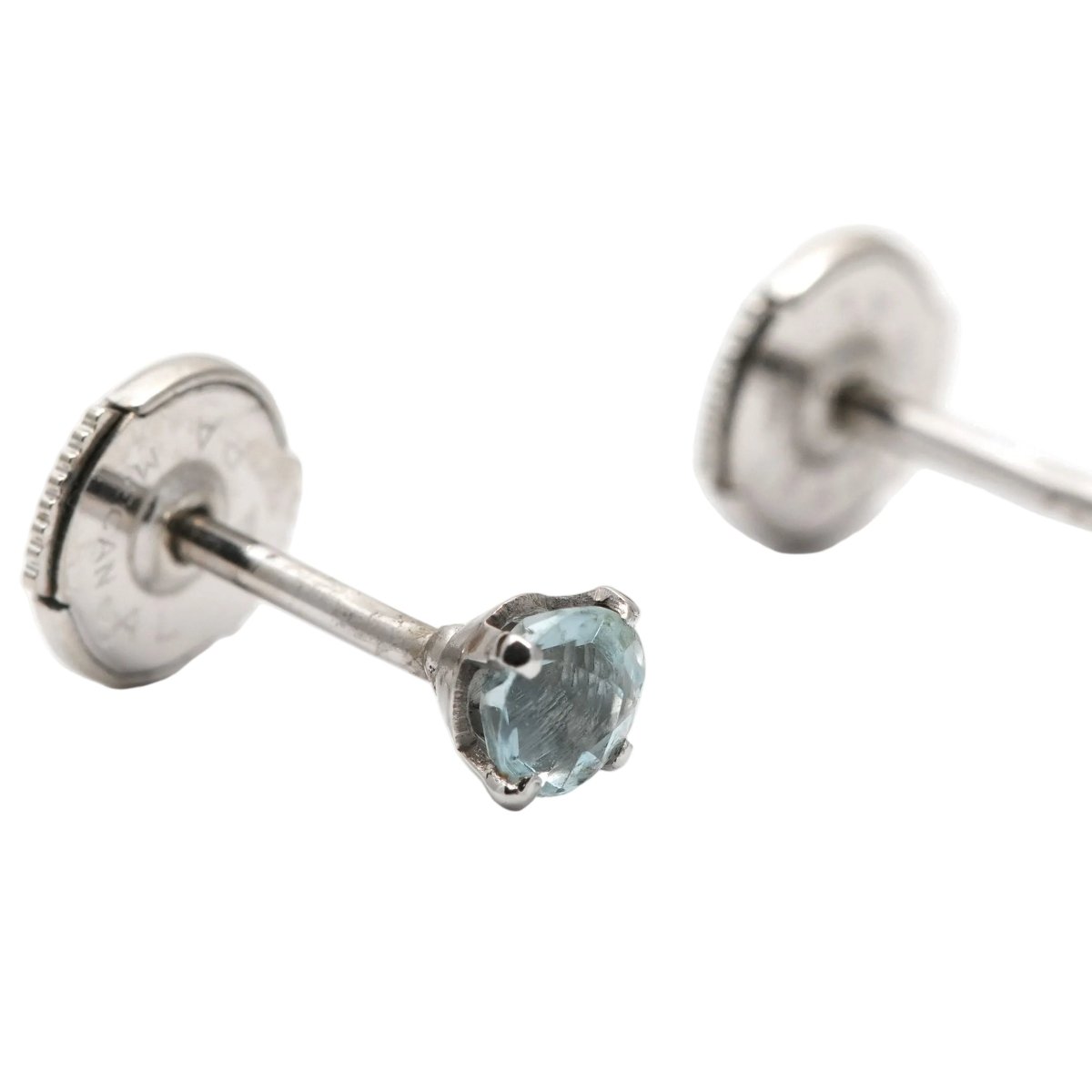 Boucles d'oreilles Puces en or blanc et topazes - Castafiore