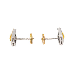 Boucles d'oreilles Puces en or blanc, or jaune et diamants - Castafiore