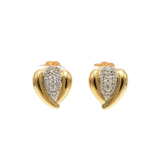 Boucles d'oreilles Puces en or blanc, or jaune et diamants - Castafiore