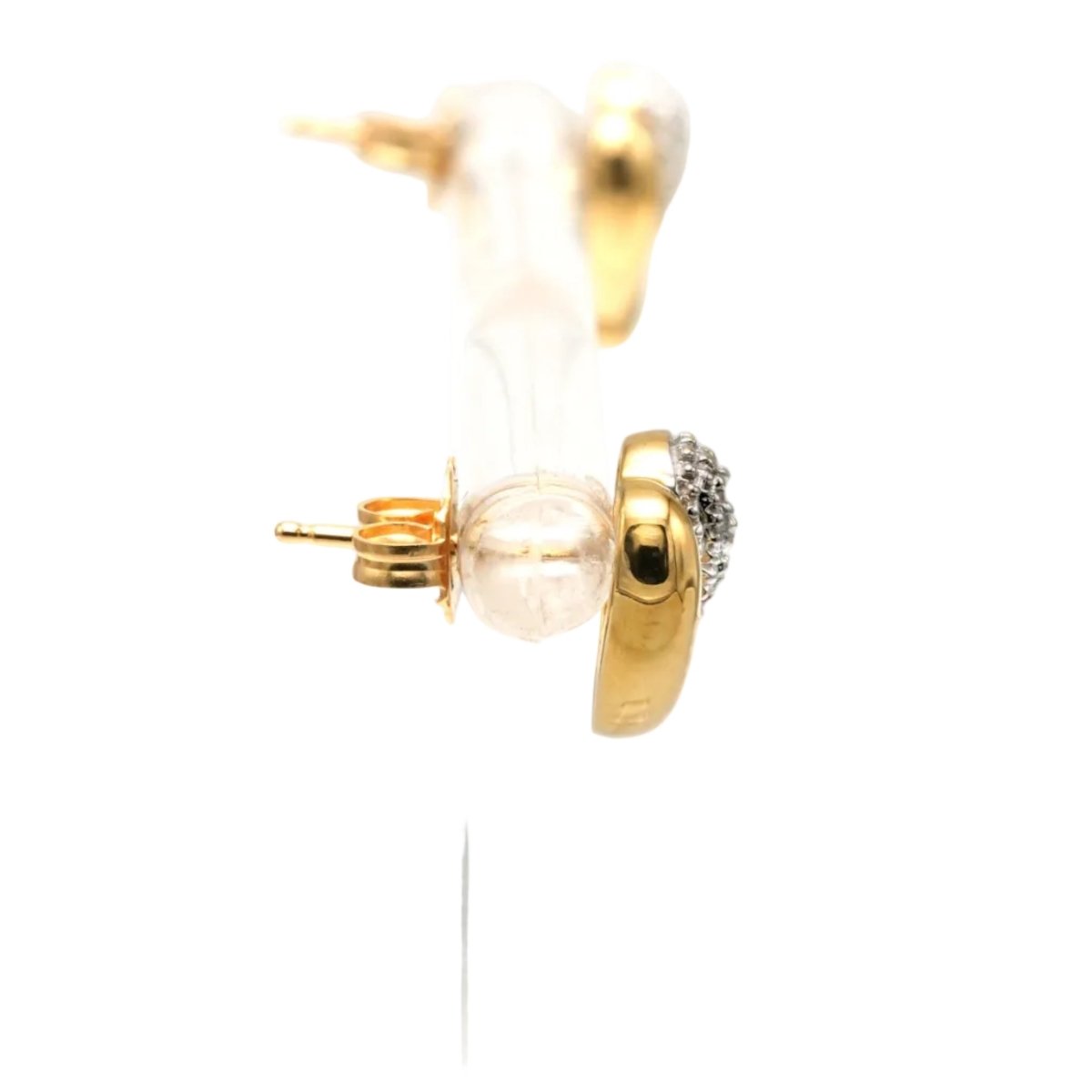 Boucles d'oreilles Puces en or blanc, or jaune et diamants - Castafiore