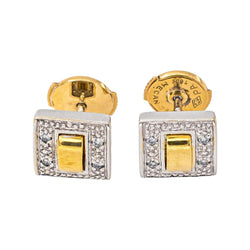 Boucles d'oreilles Puces en or blanc, or jaune et diamants - Castafiore