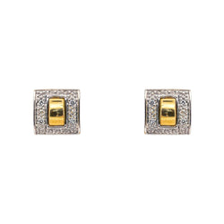 Boucles d'oreilles Puces en or blanc, or jaune et diamants - Castafiore