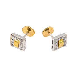 Boucles d'oreilles Puces en or blanc, or jaune et diamants - Castafiore