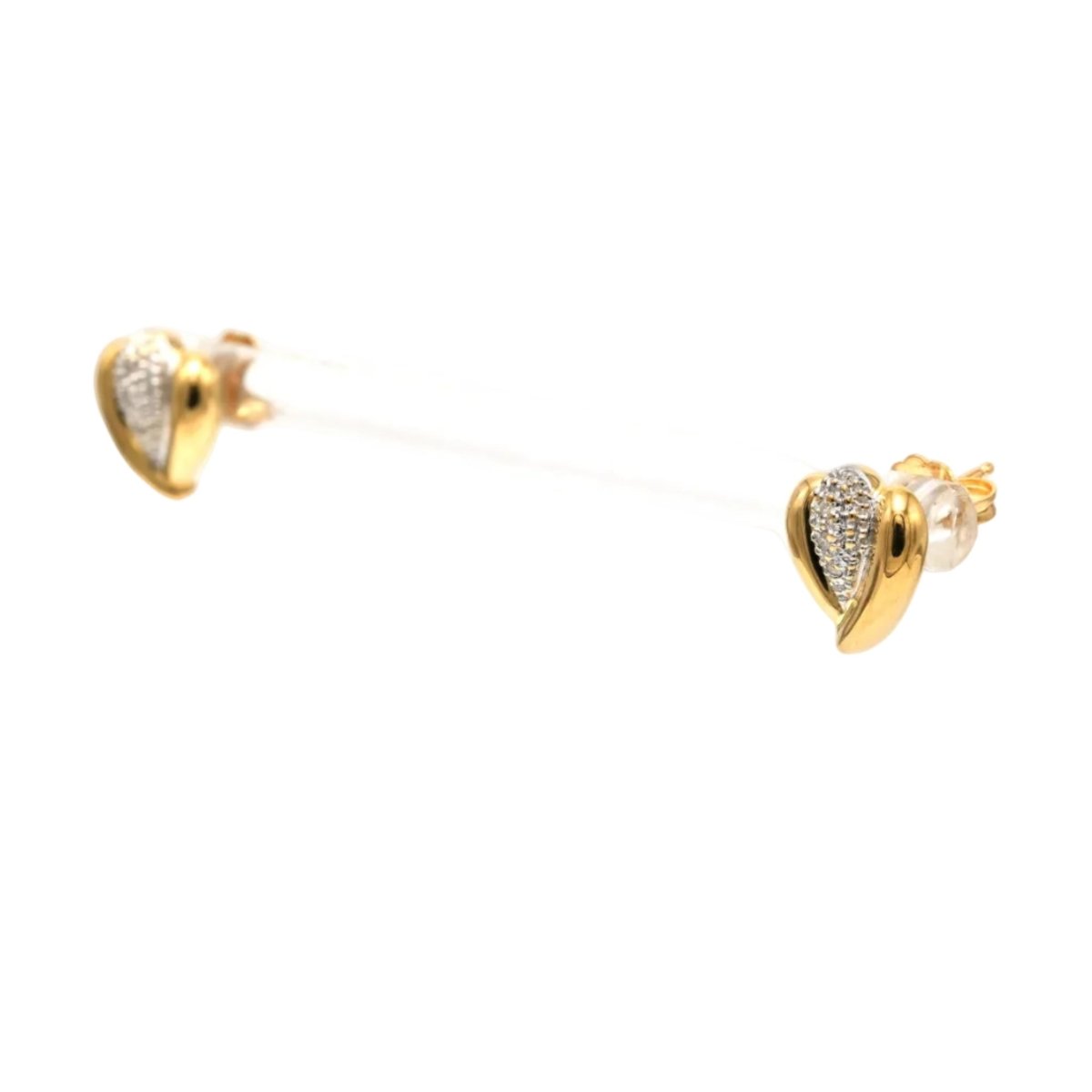 Boucles d'oreilles Puces en or blanc, or jaune et diamants - Castafiore