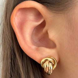 Boucles d'oreilles Puces en or blanc, or jaune et or rose - Castafiore