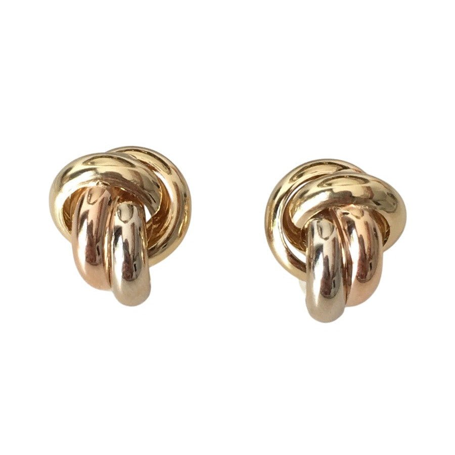 Boucles d'oreilles Puces en or blanc, or jaune et or rose - Castafiore