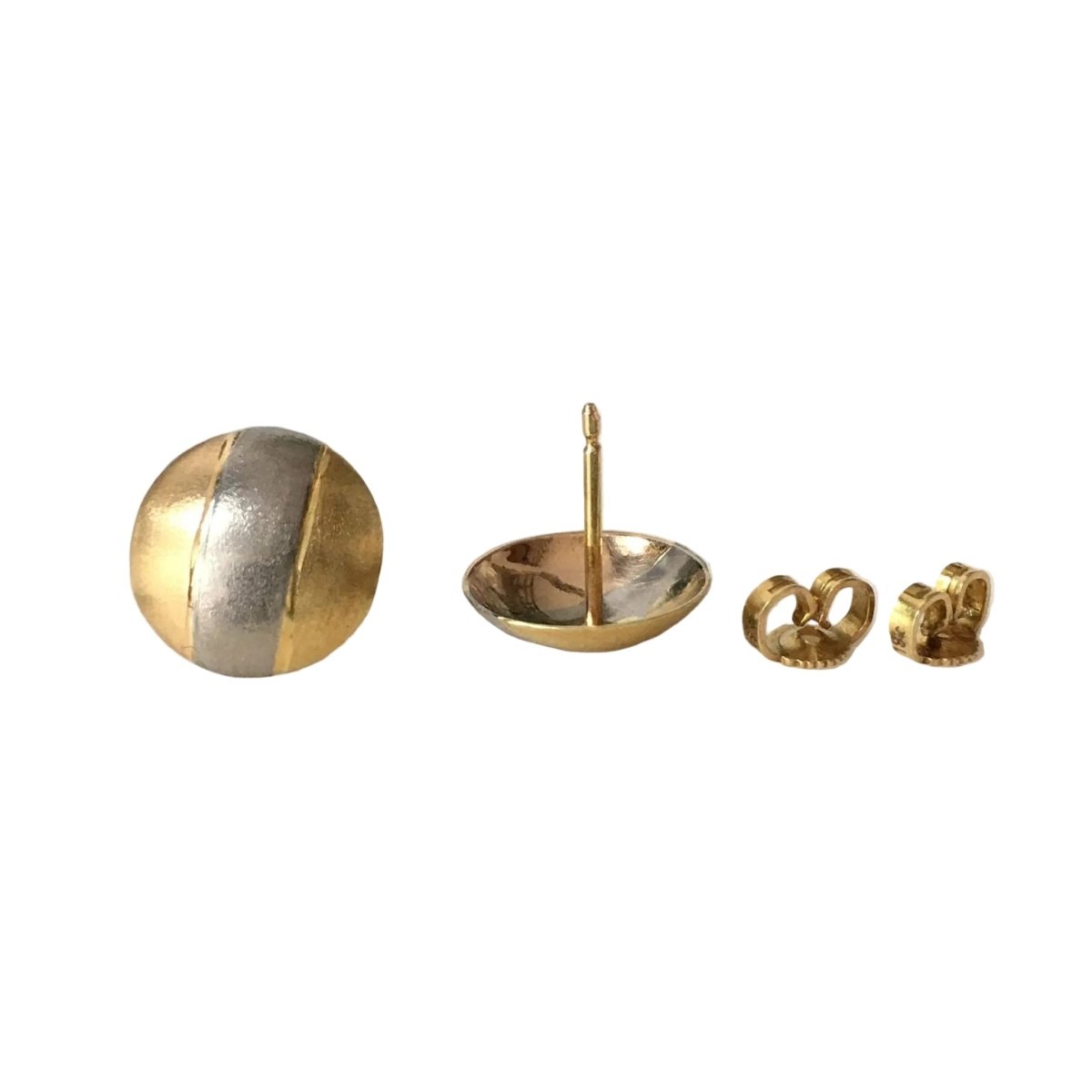 Boucles d'oreilles Puces en or blanc, or jaune et or rose - Castafiore