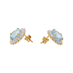 Boucles d'oreilles Puces en or blanc, or jaune, topazes et diamants - Castafiore