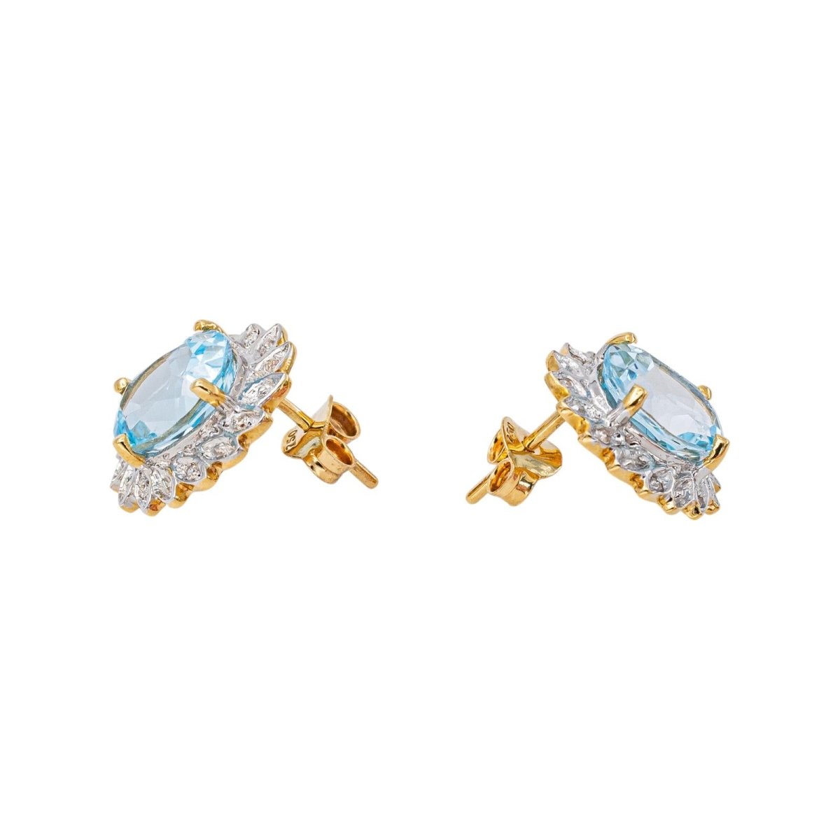 Boucles d'oreilles Puces en or blanc, or jaune, topazes et diamants - Castafiore