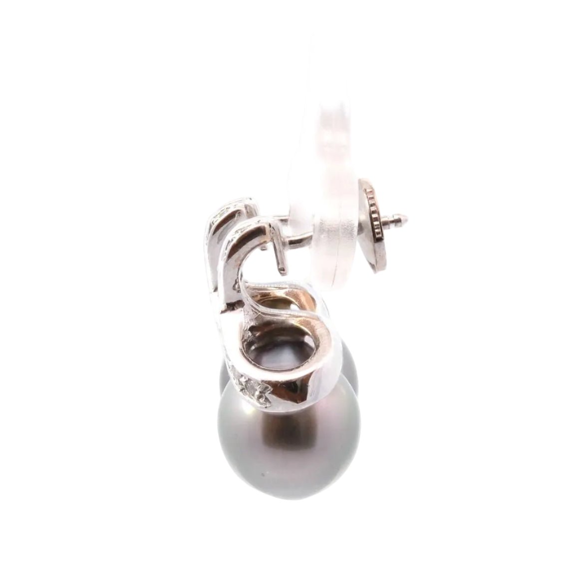 Boucles d'oreilles Puces en or blanc, perles et diamants - Castafiore