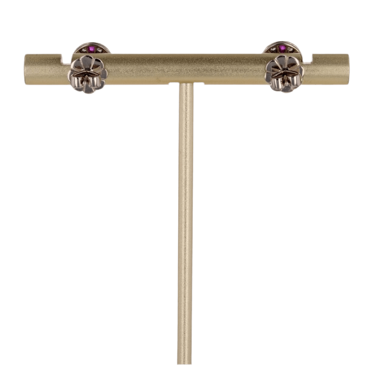 Boucles d'oreilles Puces en or blanc, perles, rubis et diamants - Castafiore