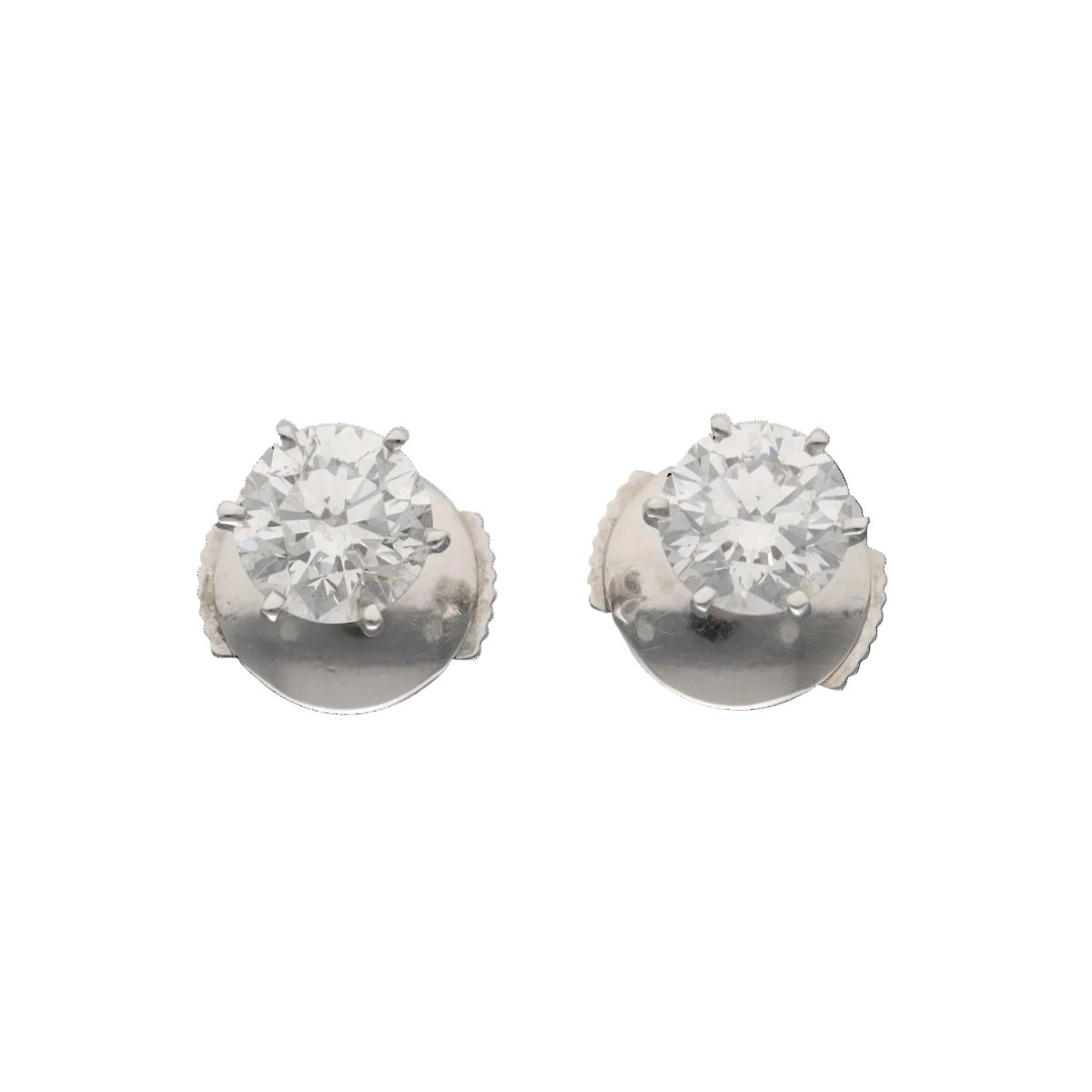 Boucles d'oreilles Puces en or blanc, platine et diamants - Castafiore