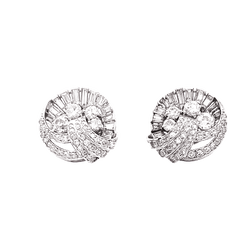 Boucles d'oreilles Puces en or blanc, platine et diamants - Castafiore