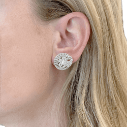 Boucles d'oreilles Puces en or blanc, platine et diamants - Castafiore