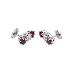 Boucles d'oreilles Puces en or blanc, rubis et diamants - Castafiore