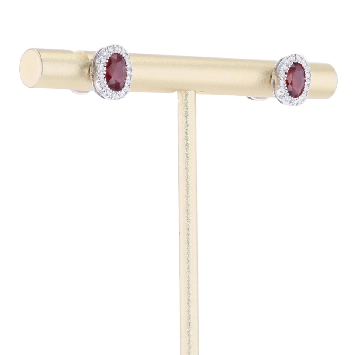 Boucles d'oreilles Puces en or blanc, rubis et diamants - Castafiore