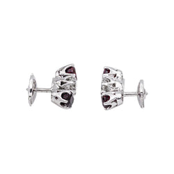 Boucles d'oreilles Puces en or blanc, rubis et diamants - Castafiore