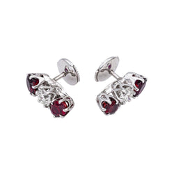 Boucles d'oreilles Puces en or blanc, rubis et diamants - Castafiore