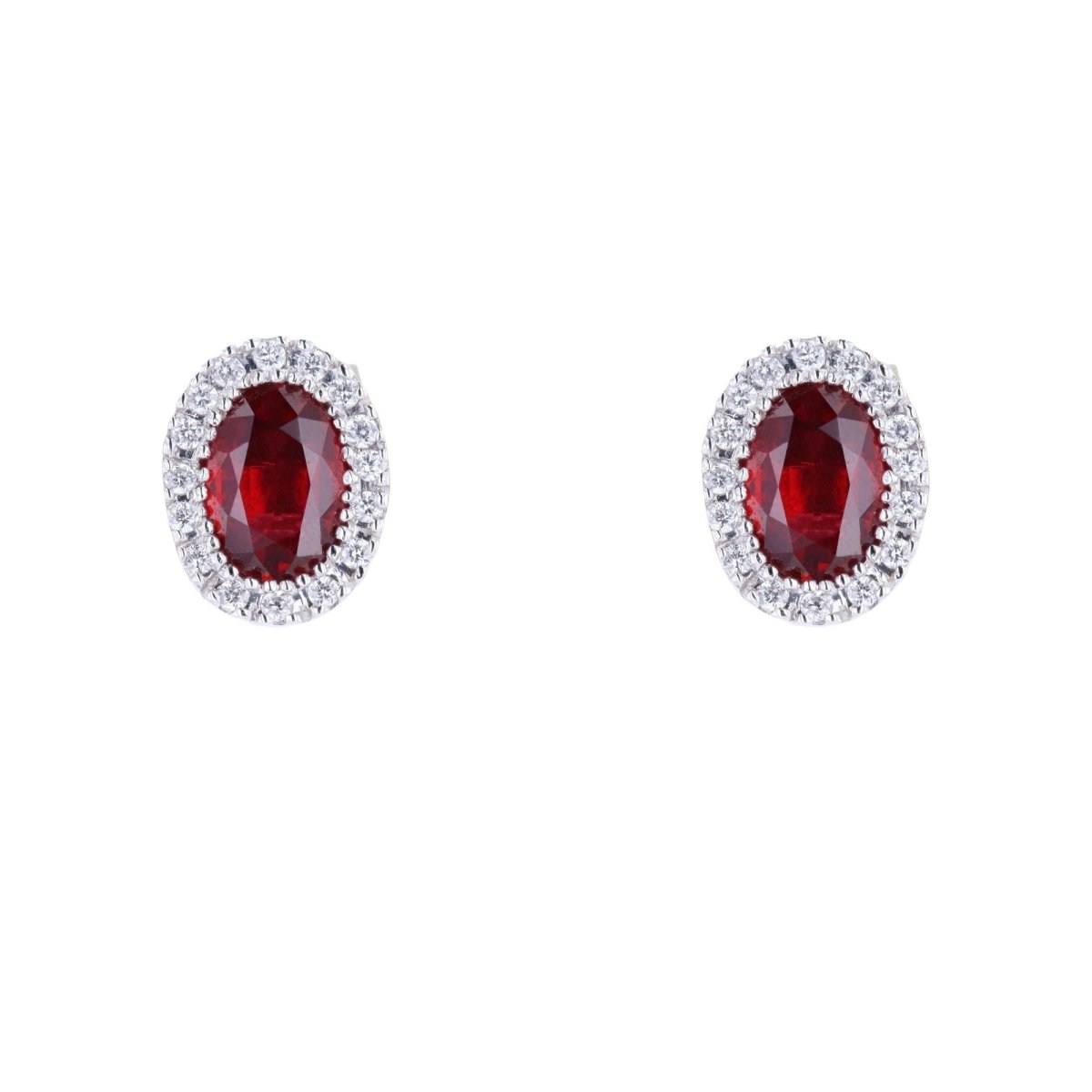 Boucles d'oreilles Puces en or blanc, rubis et diamants - Castafiore