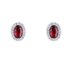 Boucles d'oreilles Puces en or blanc, rubis et diamants - Castafiore