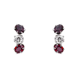 Boucles d'oreilles Puces en or blanc, rubis et diamants - Castafiore