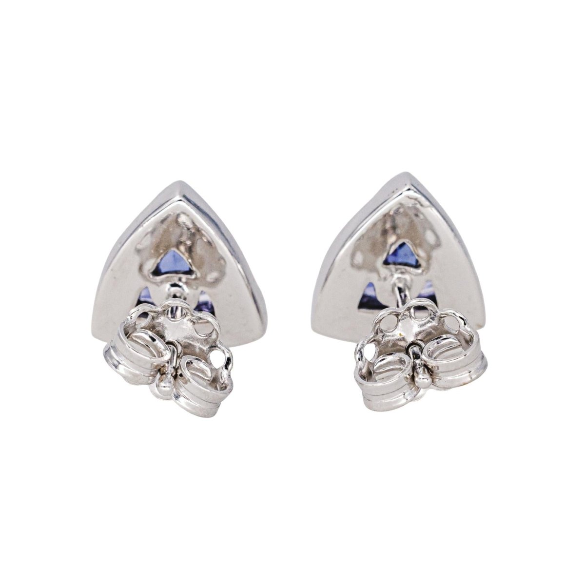 Boucles d'oreilles Puces en or blanc, tanzanites et diamants - Castafiore