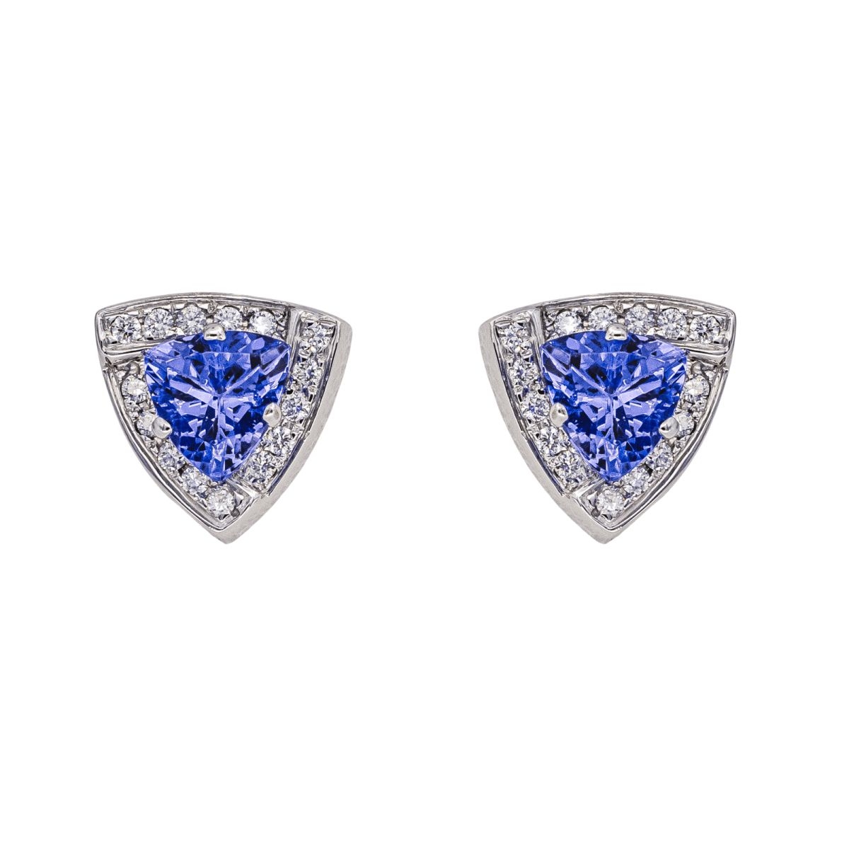 Boucles d'oreilles Puces en or blanc, tanzanites et diamants - Castafiore